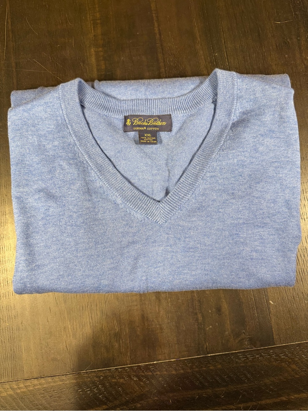 Brooks Brothers Light Blue Supima Cotton V-Neck Pullover Sweater XXL